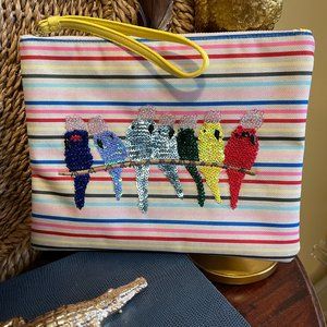 Talbots NWT Clutch Parrot Embroidered Sequined large size